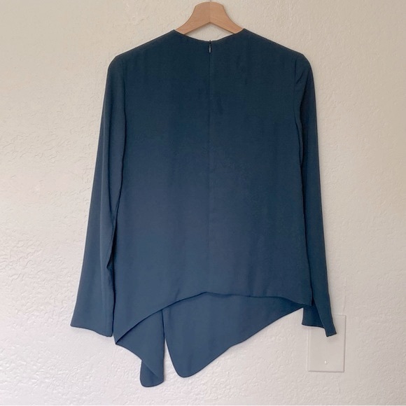 Babaton aritzia Blue Asymmetric Long Sleeve Slit Blouse, Size XXS - Picture 3 of 5